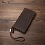 Vintage Crazy Horse Leather Men's Long Wallet