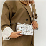 Silver PVC Evening Clutch Chain Shoulder Crossbody Bag