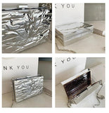Silver PVC Evening Clutch Chain Shoulder Crossbody Bag