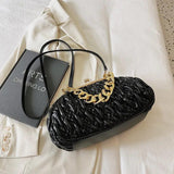 Metal Chain Crossbody Bag Party Clutch Pleated Handbag