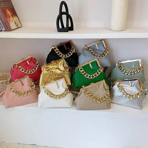 Solid Chain Shoulder Bag for Women Crossbody Party Handbag