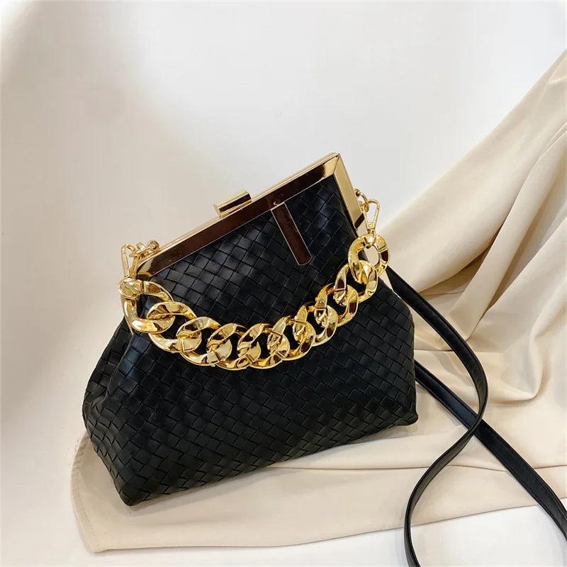Solid Chain Shoulder Bag for Women Crossbody Party Handbag