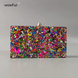 Colorful Glitter Acrylic Box Bag Shoulder Wedding Purse