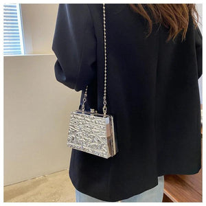 Foil Print Shoulder Bag PVC Crossbody Acrylic Box Bag For Women