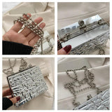 Foil Print Shoulder Bag PVC Crossbody Acrylic Box Bag For Women