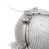 Sliver Diamonds Rhinestone Evening Bag Round Ball Clutch Mini Tassels Handbag