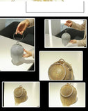 Sliver Diamonds Rhinestone Evening Bag Round Ball Clutch Mini Tassels Handbag