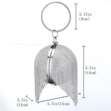Sliver Diamonds Rhinestone Evening Bag Round Ball Clutch Mini Tassels Handbag