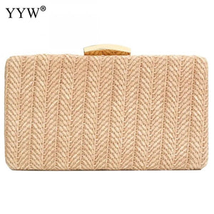 Straw Weave Clutch Bag Vintage Sac Main Femme Khaki