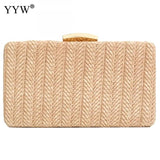 Straw Weave Clutch Bag Vintage Sac Main Femme Khaki