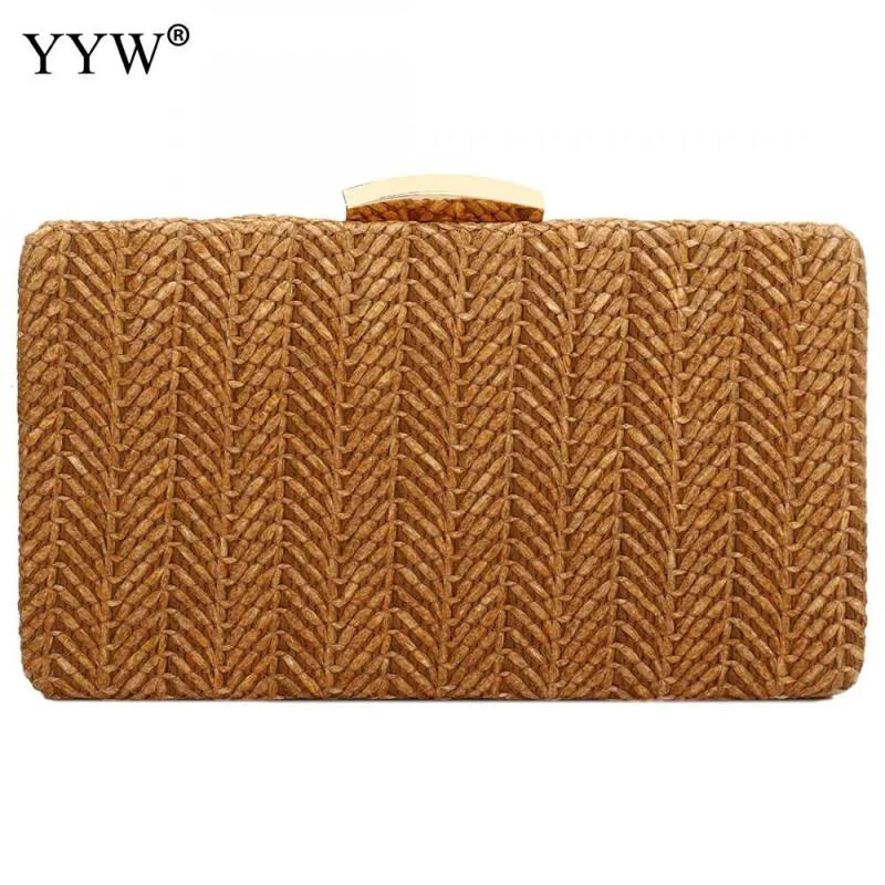 Straw Weave Clutch Bag Vintage Sac Main Femme Khaki