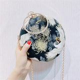 Vintage Women's Flower Handbag Evening Clutch Embroidered Chain Bag