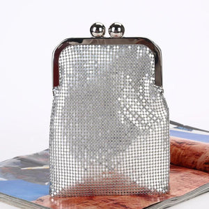 Aluminum Flash Bucket Clutch Bag Evening Party Banquet Shoulder Tote
