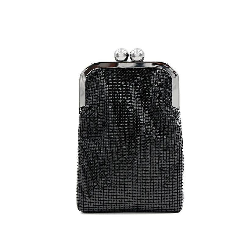 Aluminum Flash Bucket Clutch Bag Evening Party Banquet Shoulder Tote