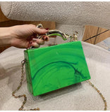 Acrylic Women Handbag with Metal Chains Shoulder Bag