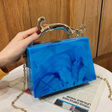 Acrylic Women Handbag with Metal Chains Shoulder Bag