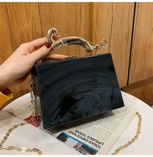 Acrylic Women Handbag with Metal Chains Shoulder Bag