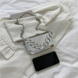 Silver Metal Box Bag for Women - Elegant Party Shoulder Bag