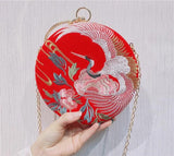 Chinese Style Crane Wedding Clutch Bag with Diamond Handle