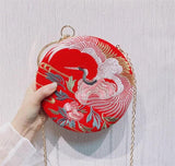 Chinese Style Crane Wedding Clutch Bag with Diamond Handle