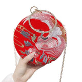 Chinese Style Crane Wedding Clutch Bag with Diamond Handle
