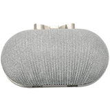 Bridal Beaded Evening Bag Chain Shoulder Handbag Clutch (Silver)
