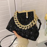 Shell Tote Shoulder Bag with Thick Chain Handle