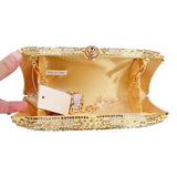 Crystal Inlay Silk Satin Bride Evening Bag Clutch