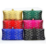 Crystal Inlay Silk Satin Bride Evening Bag Clutch