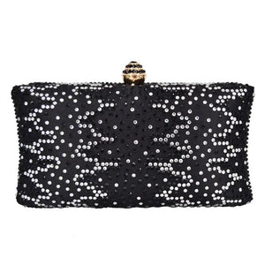 Crystal Inlay Silk Satin Bride Evening Bag Clutch