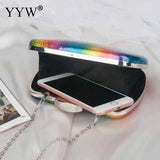 Rainbow Box Evening Bag Party Wedding Clutch Purse Mini Jelly Chain Crossbody