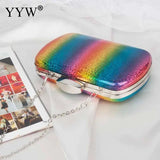 Rainbow Box Evening Bag Party Wedding Clutch Purse Mini Jelly Chain Crossbody