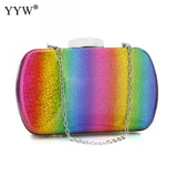 Rainbow Box Evening Bag Party Wedding Clutch Purse Mini Jelly Chain Crossbody