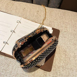 Silver Rhinestones Women Evening Bag Chain Shoulder Clutch Purse Egg Shape