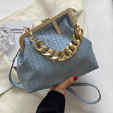 Solid Weaving Crossbody Bag for Women Small Clutch Female Party Handbags