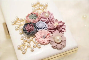 3D Flowers Wedding Bag Leather Clutch Wallet Mini Party Bag for Girls