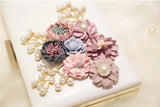 3D Flowers Wedding Bag Leather Clutch Wallet Mini Party Bag for Girls