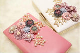 3D Flowers Wedding Bag Leather Clutch Wallet Mini Party Bag for Girls