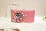 3D Flowers Wedding Bag Leather Clutch Wallet Mini Party Bag for Girls
