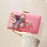 3D Flowers Wedding Bag Leather Clutch Wallet Mini Party Bag for Girls