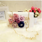 3D Flowers Wedding Bag Leather Clutch Wallet Mini Party Bag for Girls