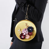 Green Clutch Round Bag Handbags for Wedding Applique Circle Shoulder Purse