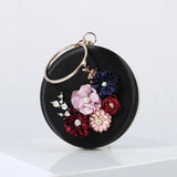 Green Clutch Round Bag Handbags for Wedding Applique Circle Shoulder Purse