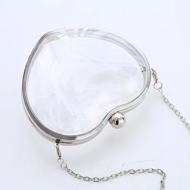 European Acrylic Women Handbag Heart Shape Crossbody Shoulder Bag