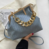 Vintage Weaving Crossbody Bucket Bag for Women Party Handbags Purses