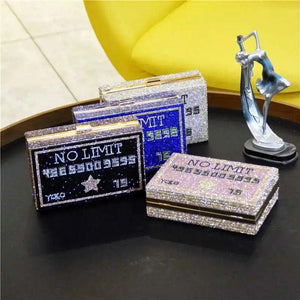 Rhinestone Money Clutch Purse 10000 Dollars Cash Evening Wedding Bag