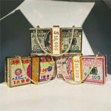 Rhinestone Money Clutch Purse 10000 Dollars Cash Evening Wedding Bag