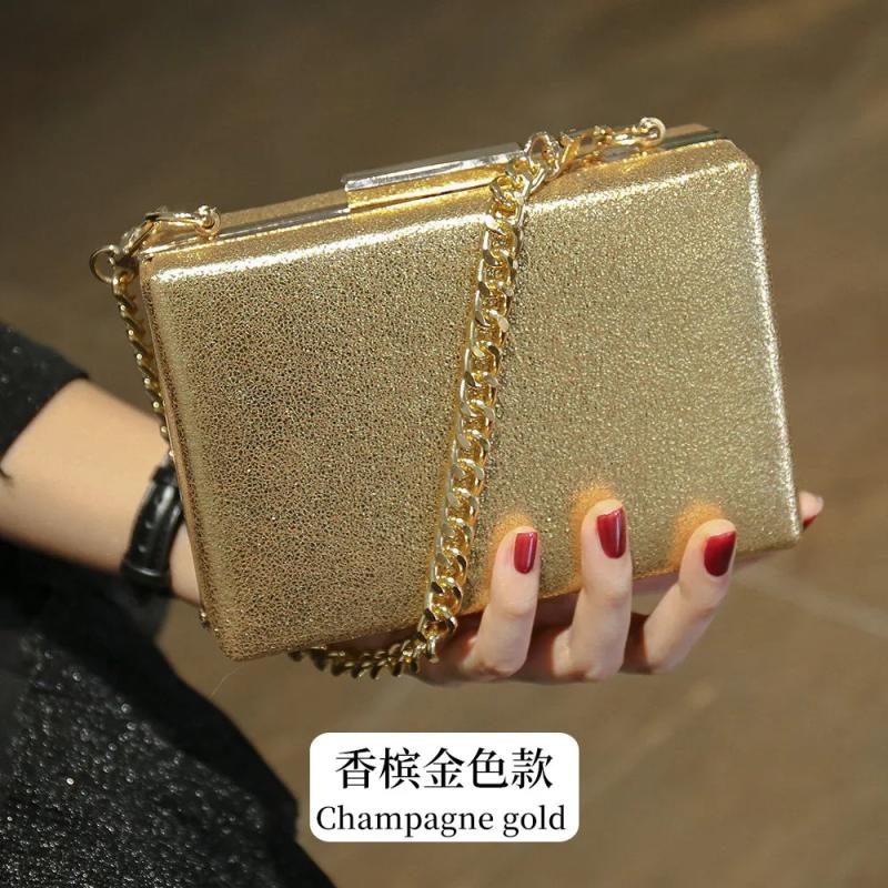 Mini PU Flap Evening Bag Women Wide Chain Handbag For Phone Purse Wallet