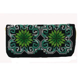 Retro Zipper Wallets Women Embroidered Flower Purse Cross Wallet