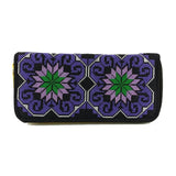 Retro Zipper Wallets Women Embroidered Flower Purse Cross Wallet